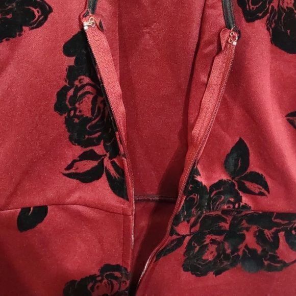 Trixxi Red Floral Bodycon Halter Dress Sz M - Picture 9 of 15